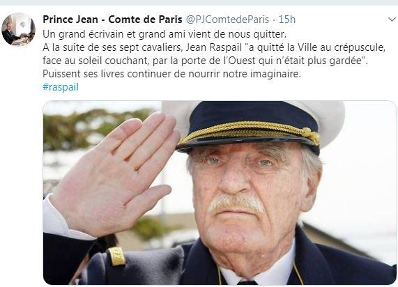 Hommage du comte de Paris à Jean Raspail