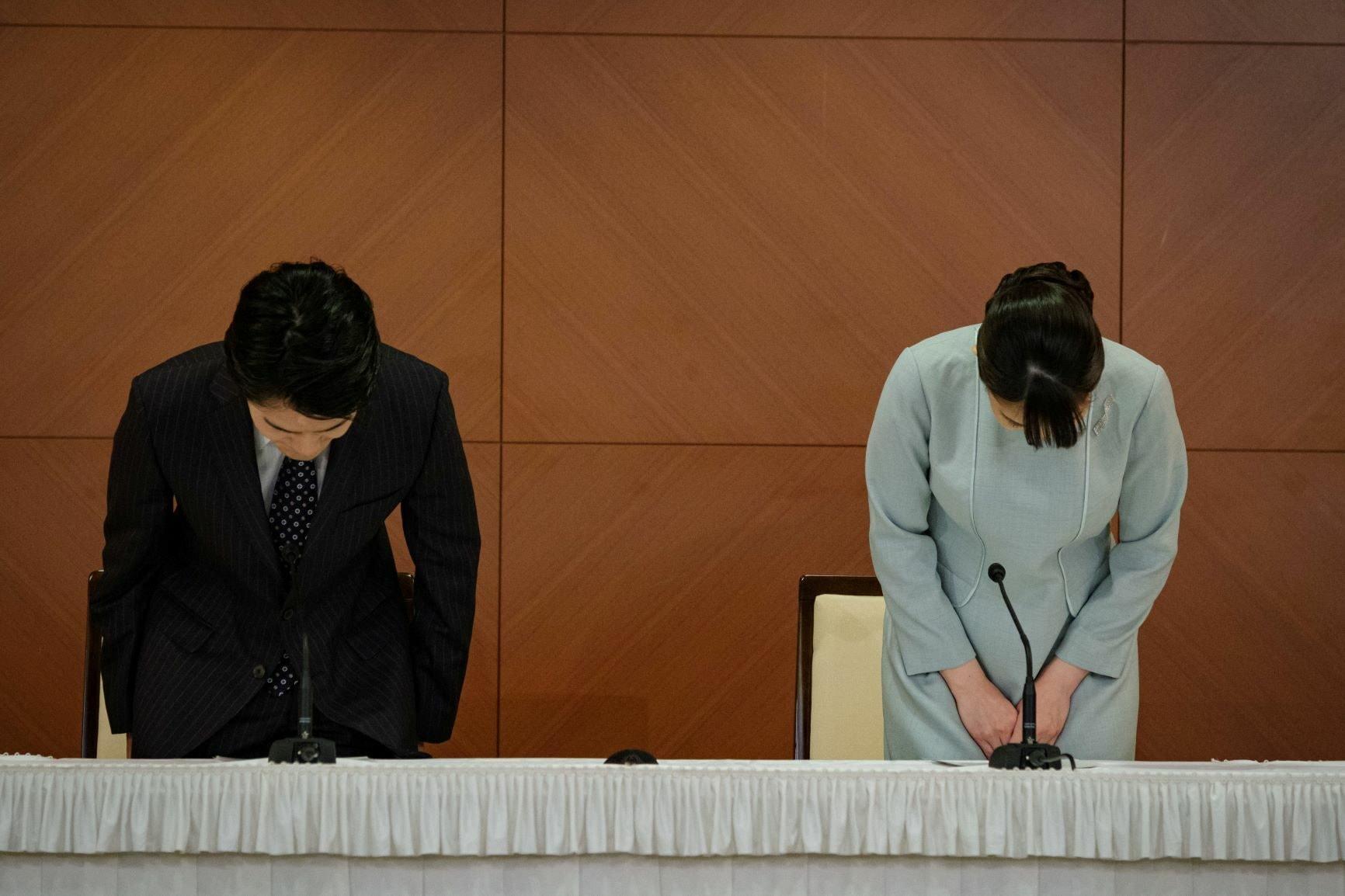 Kei Komuro et Mako d'Akishino lors de leur conférence de presse @Getty