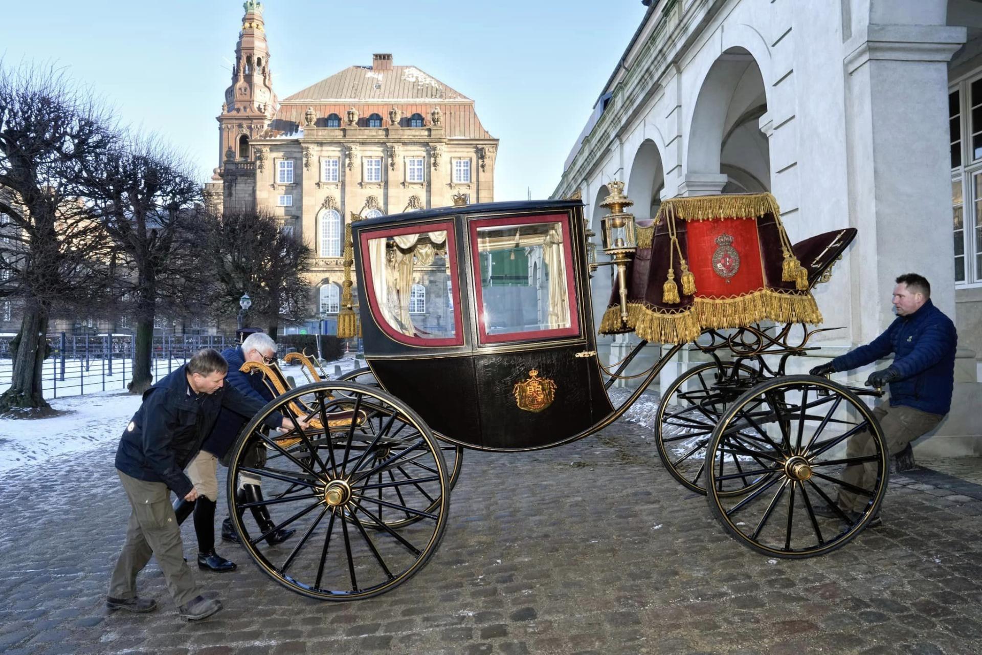 Le carrosse qui sera utilisé pour le couple héritier et la reine Margrethe  II @Det danske kongehus