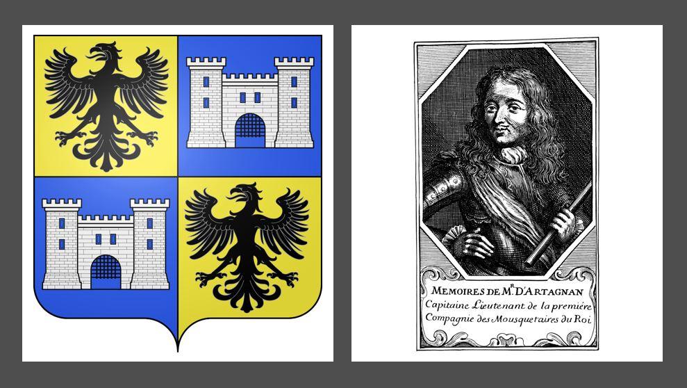 Blason de Charles de Batz-Castelmore d'Artagnan @creation chatsam /wikicommons/  frontispice de l 'édition de 1704 des mémoires de monsieur d'Artagnan