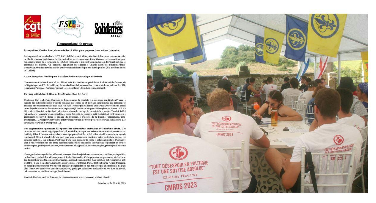 Communique des syndicats de Gauche. Les militants de l'AF. Photo twitter af
