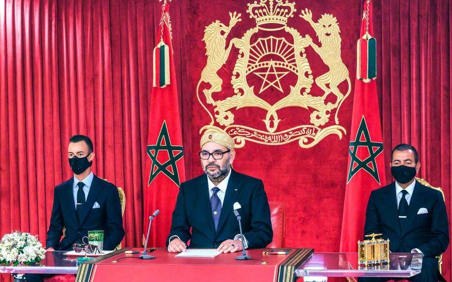 (de gauche à droite), Moulay Hassan, Mohammed VI, Moulay  Rachid