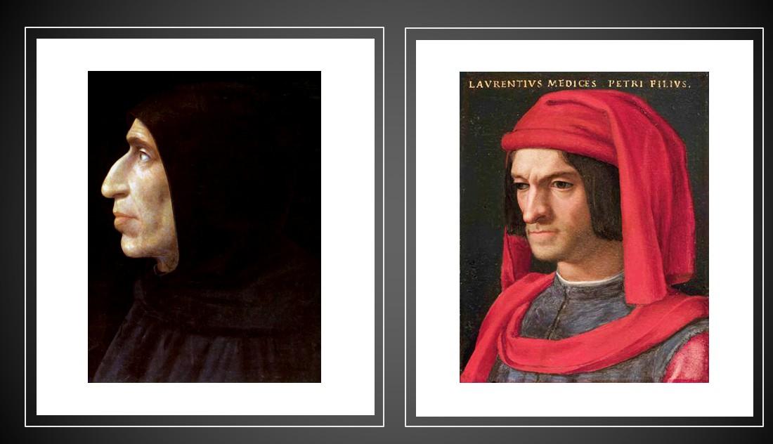 Le moine Savonarole et Laurent le magnifique @wikicommons