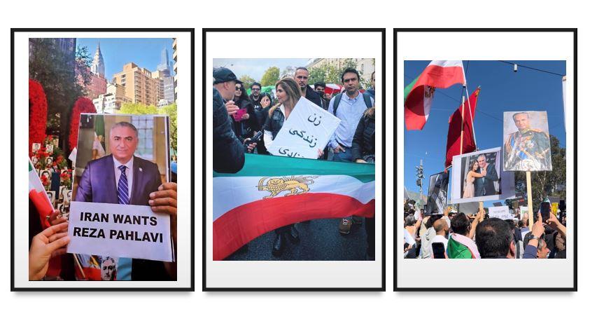 Manifestation en faveur des Pahlavi aux Etats-Unis avec la princesse Yasmine