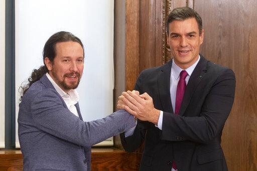 Pablo iglesias gauche et pedro sanchez droite