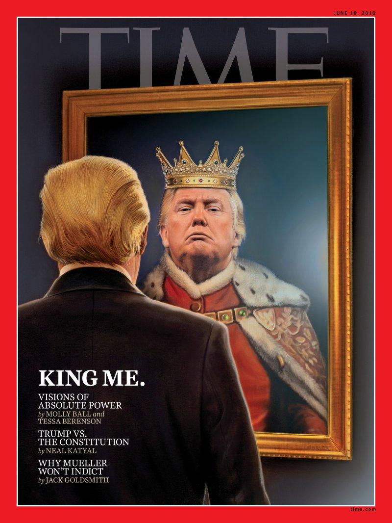 Couverture du Times . Donals Trump rêvant d'être roi