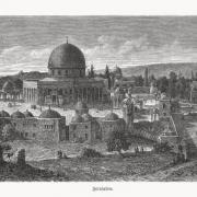 Vue historique de jerusalem palestine israel gravure sur bois 